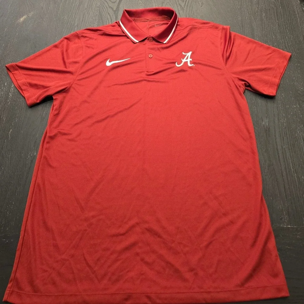 Nike Alabama Crimson Tide Mens Medium Dri-FIT Polo Shirt Red Short Sleeve NCAA - Picture 3 of 5